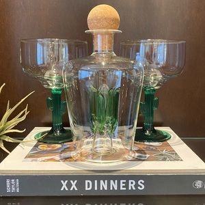 🌵Agave tequila decanter and cactus margarita glasses set